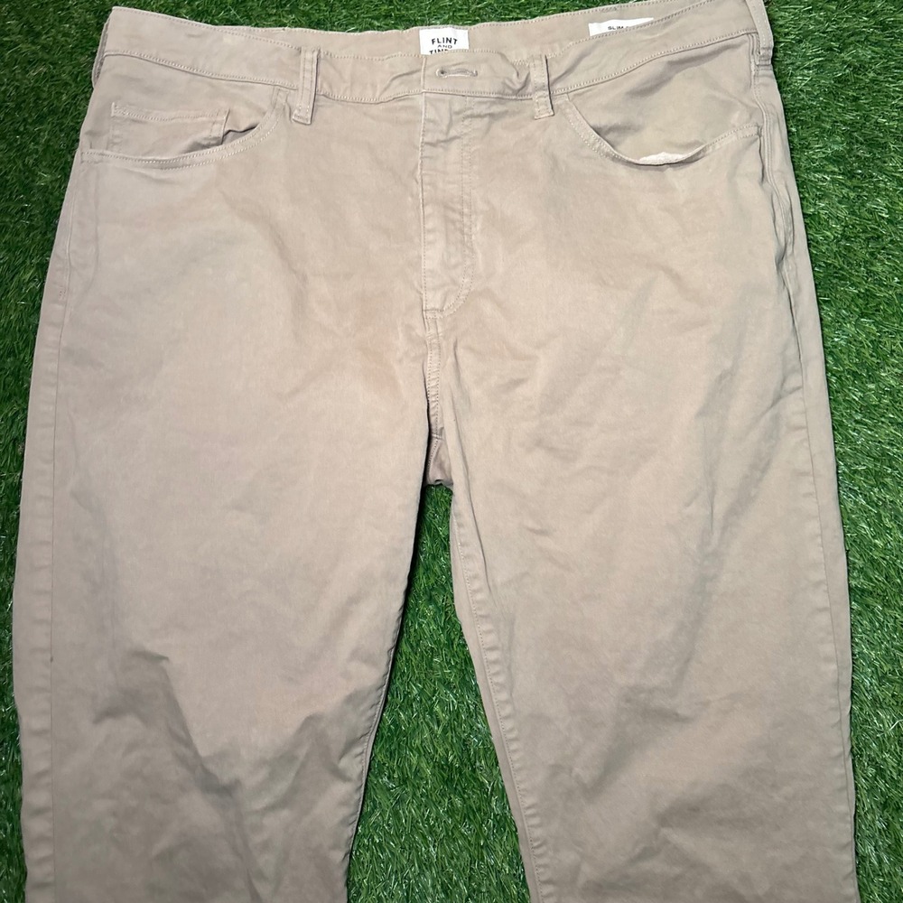 Flint and Tinder 365 Pants Slim Fit Khaki Tan Mens 38x30 Stretch Chino Trousers - Picture 2 of 10